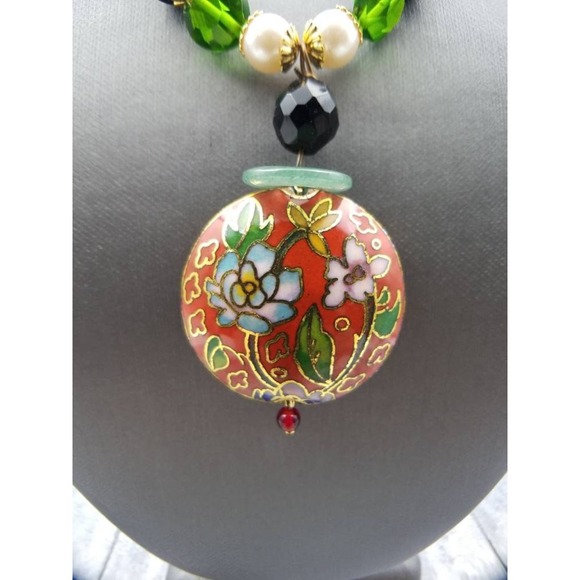 Vintage SARAH COVENTRY Red Enamel Flower Necklace – Vintage Bead Necklace - Picture 6 of 7